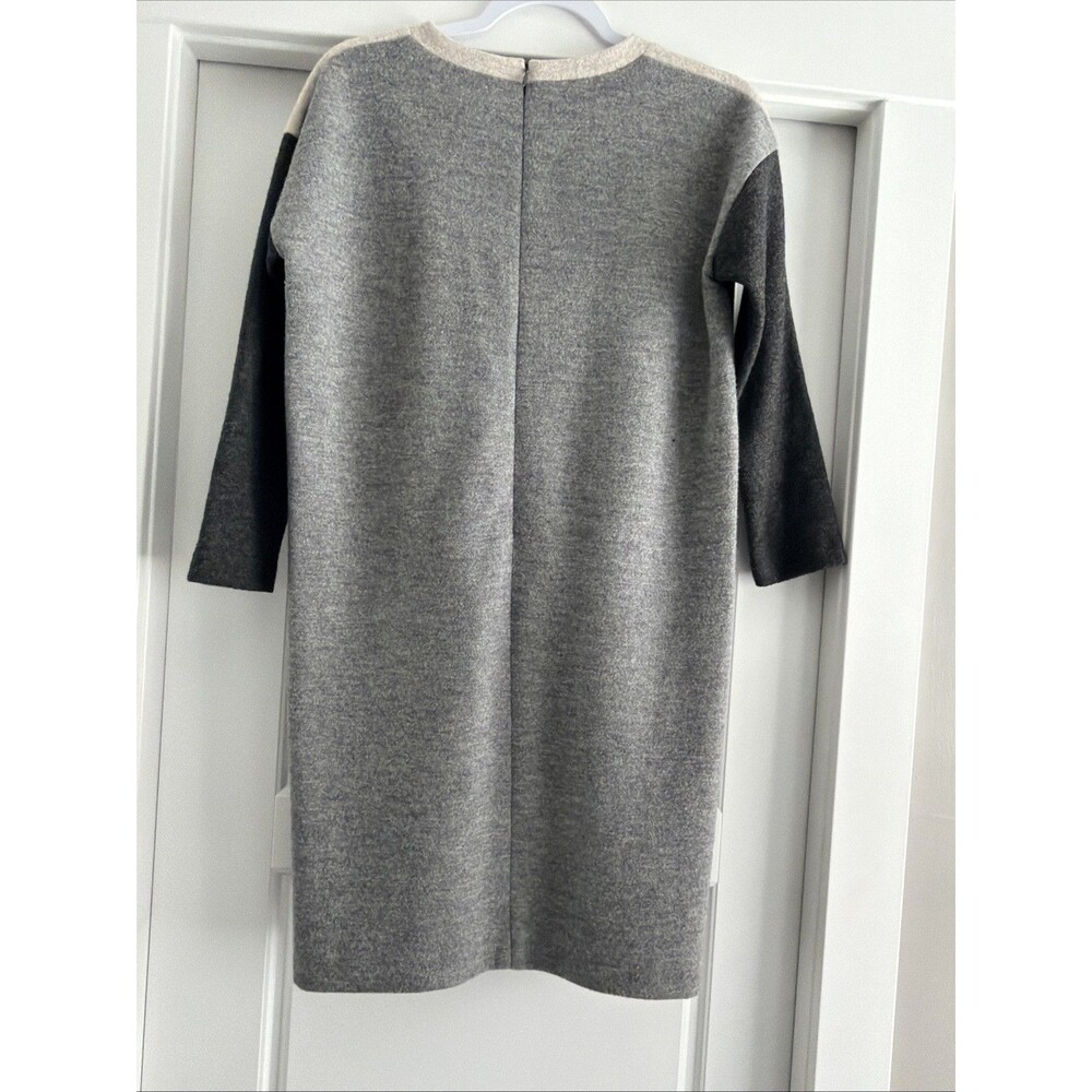 Madewell Short SZ S Wool Shift Dress Colorblock Gray Black Business Casual Zip - Picture 6 of 7